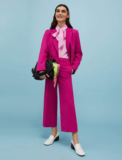 Cropped double-canvas trousers - fuchsia - MAX&Co.