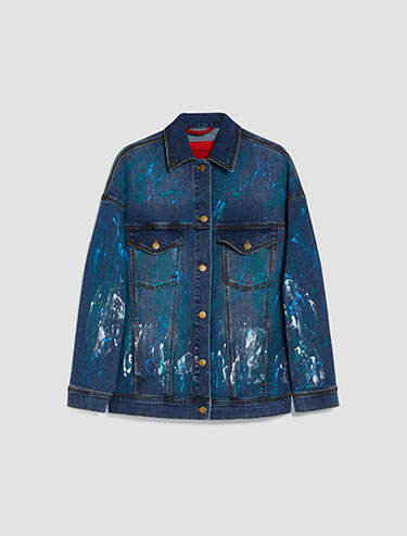 Hand-painted denim jacket - midnight blue - MAX&Co.