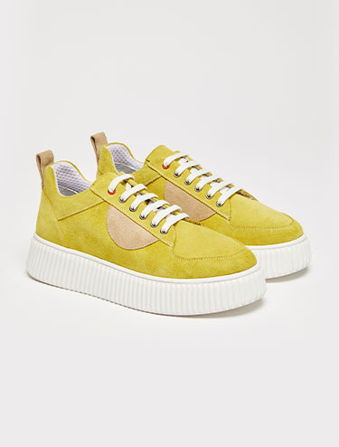 Suede platform trainers  - soft yellow - MAX&Co.